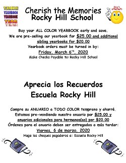 yearbook orders information flyer- english and spanish